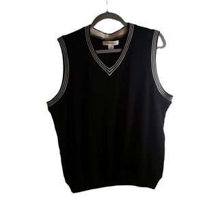 Pronto-Uomo men's sweater vest golf v-neck black wool blend Size L